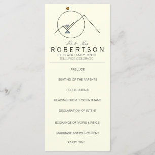 Boho Geometric Mountains Hochzeitskarte Programm