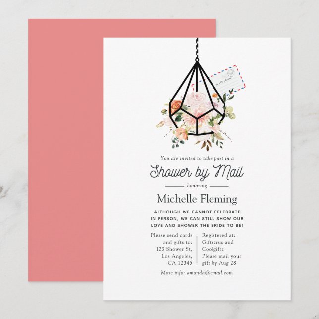 Boho Geometric Terrarium Brautparty by Mail Einladung (Vorne/Hinten)
