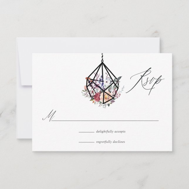Boho Geometric Terrarium Floral Wedding RSVP Karte (Vorderseite)