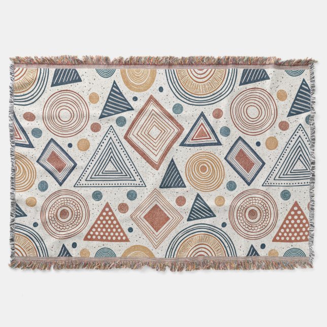Boho Geometrie Abstrakte Formen Terracotta Muster Decke (Vorderseite)
