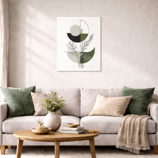 Boho Geometrisch Botanisch Grün Elegant Poster