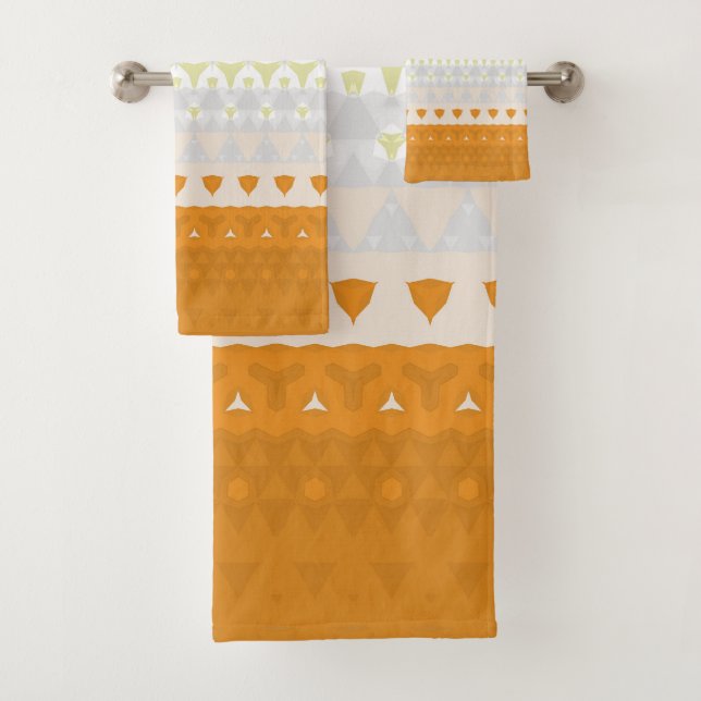 Boho-Geometrischer funky abstrakter Maverique-Stol Badhandtuch Set (Insitu)