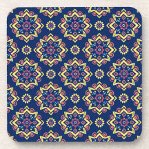 Boho-Geometrisches Blumenmuster-Set aus 6 Unterset