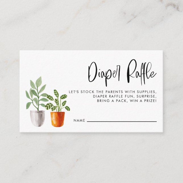 Boho gepotted Houseplant Baby Diaper Raffle Game Begleitkarte (Vorderseite)