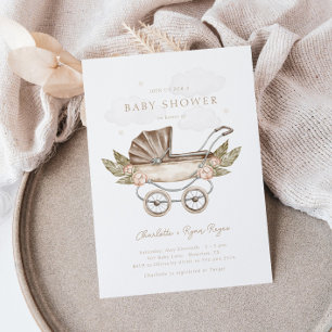 Boho-Geschlechterneutrale Vintage-Baby-Party Einladung