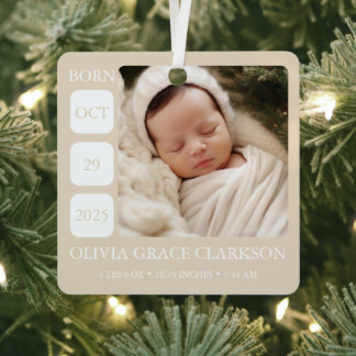 Boho geschlechtsneutrale Baby-Geburtsstatistik-Orn Ornament Aus Metall