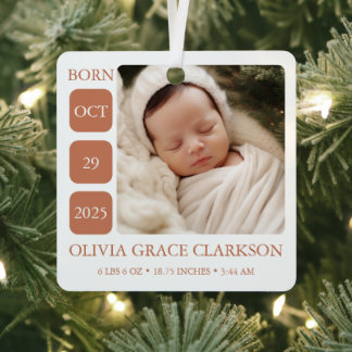 Boho geschlechtsneutrale Babygeburtsstatistiken Or Ornament Aus Metall