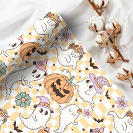 Boho Ghosts & Pumpkins Halloween Geschenkpapier