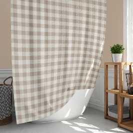 Boho-Gingham-Muster Kariert Neutral Duschvorhang