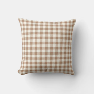 Boho-Gingham-Muster Karo kariert Beige Braun Kissen