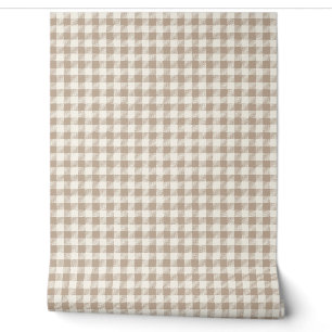Boho-Gingham-Muster Karo kariert neutral Tapete