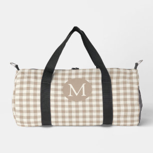Boho-Gingham-Muster Karo neutrales Monogramm Duffle Bag