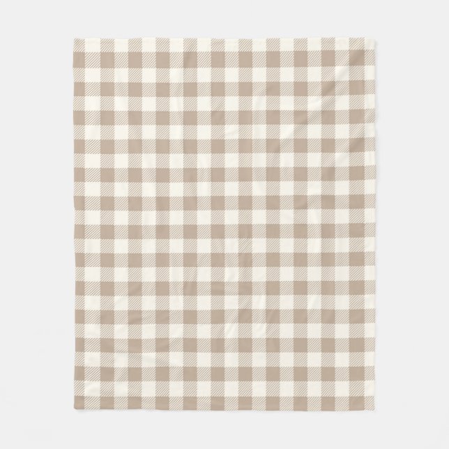 Boho Gingham Pattern Plaid Checkered Neutral Fleecedecke (Vorderseite)