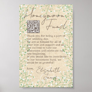 Boho Gipskraut Blume Rustic Honeymoon Fund Poster