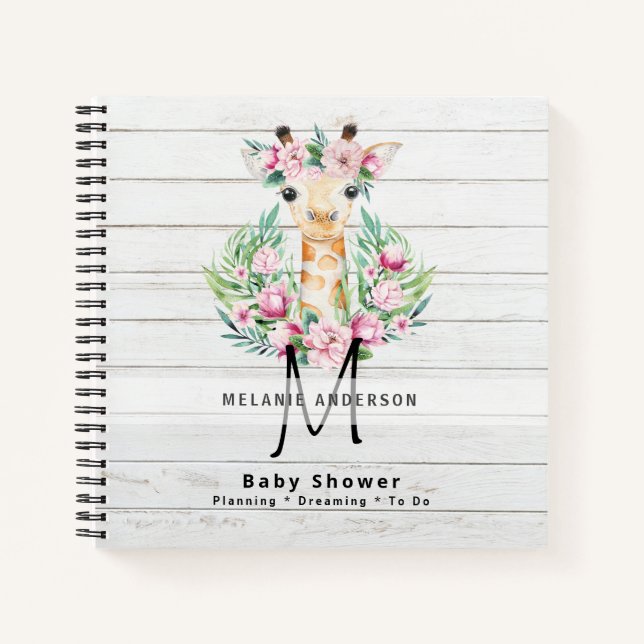 Boho GIRAFFE Baby Showplaner Notebook Journal Notizbuch (Vorderseite)
