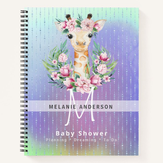 Boho GIRAFFE Baby Showplaner Notebook Journal Notizbuch (Vorderseite)