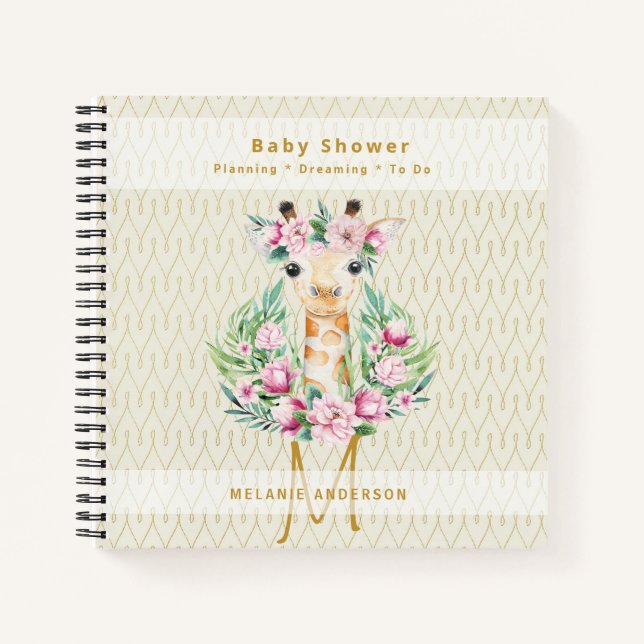 Boho GIRAFFE Baby Showplaner Notebook Journal Notizbuch (Vorderseite)