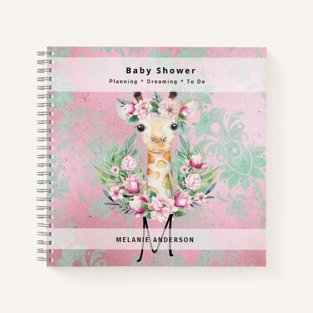 Boho GIRAFFE Baby Showplaner Notebook Journal Notizbuch (Vorderseite)