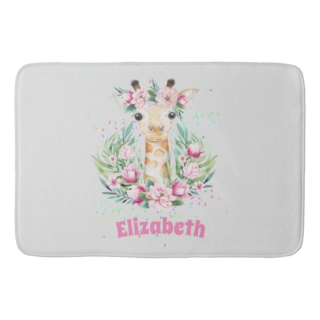 Boho Giraffe-Blume: Mädchen, Teens Geschenke Badematte (Vorderseite)