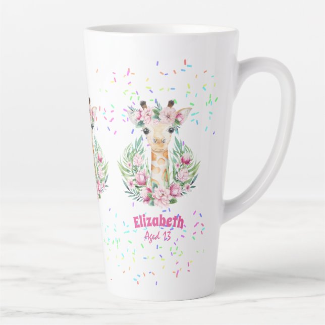 Boho Giraffe-Blume: Mädchen, Teens Geschenke Milchtasse (Rechts)