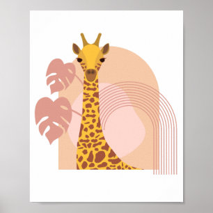 Boho Giraffe Jungle Plante Poster Mur Art