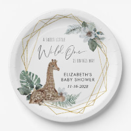 Boho Giraffe Watercolor Babydusche Pappteller
