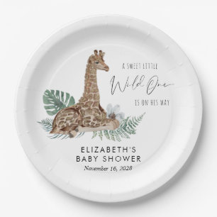Boho Giraffe Watercolor Babydusche Pappteller