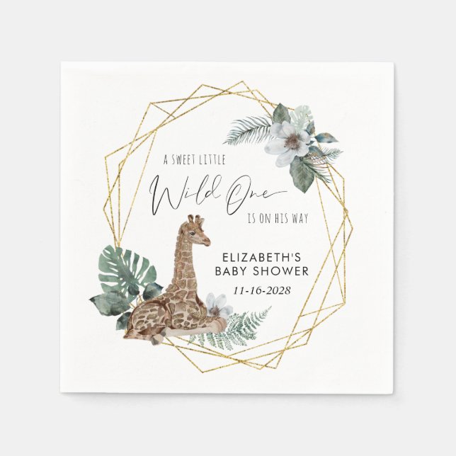 Boho Giraffe Watercolor Babydusche Serviette (Vorderseite)