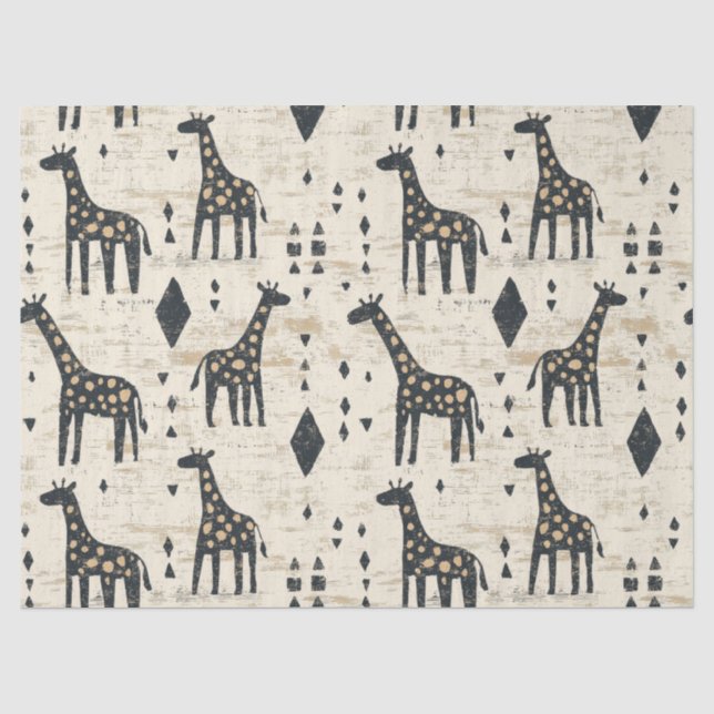 Boho-Giraffen-Stammesmuster Seidenpapier (Vorderseite)