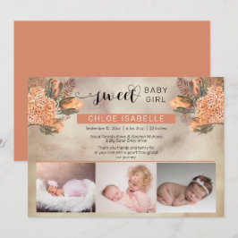 Boho Girl 3 Photo Pampas Grass | Floral Birth Ankündigung