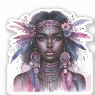 Boho Girl AI Kunst Boheme Mode Aufkleber