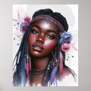 Boho Girl AI Kunst Boheme Mode Poster