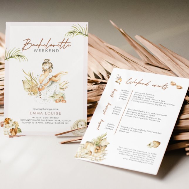 Boho Girl Beach Pampas Grass Bachelorette Einladung (Von Creator hochgeladen)