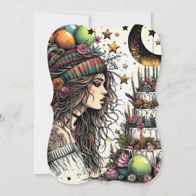 Boho Girl Birthday Card | Grußkarte (Vorderseite)