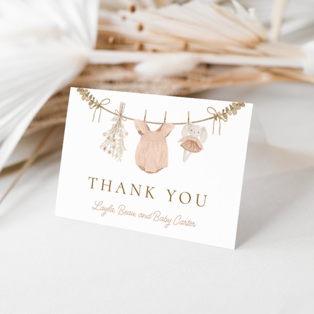 Boho Girl Clothesline Baby Dusche Danke Karte (Von Creator hochgeladen)