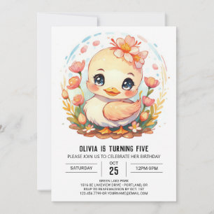 Boho Girl Duck Birthday Einladung
