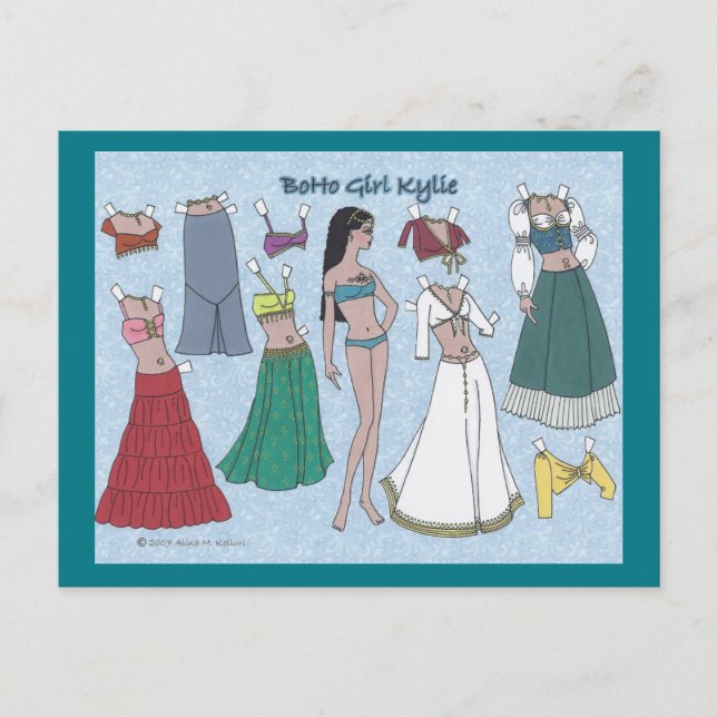 BoHo Girl Kylie Paper Doll Postkarte (Vorderseite)
