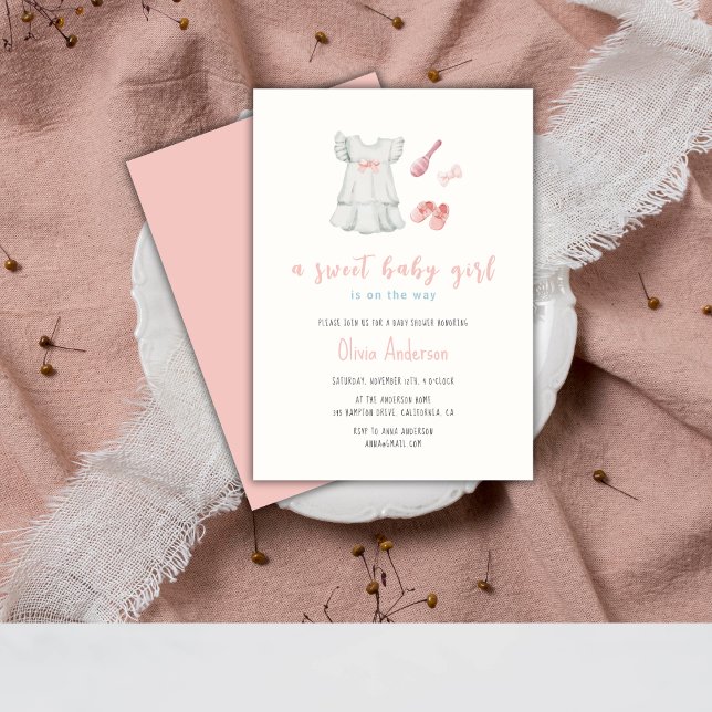 Boho Girl Outfit Babydusche Einladung (Boho Girl Outfit Baby Shower Invitation)