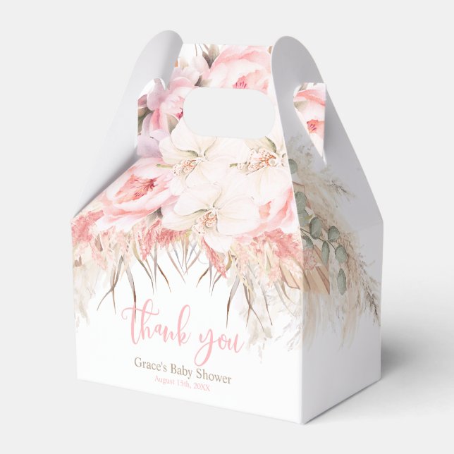 Boho Girl Pampas Orchid Peonies Baby Shower Geschenkschachtel (Vorderseite)