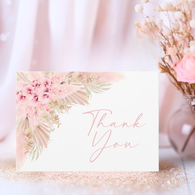 Boho Girl Pampas Orchid Vielen Dank Baby Dusche Dankeskarte (Boho Girl Pampas Orchid Thank You Baby Shower)