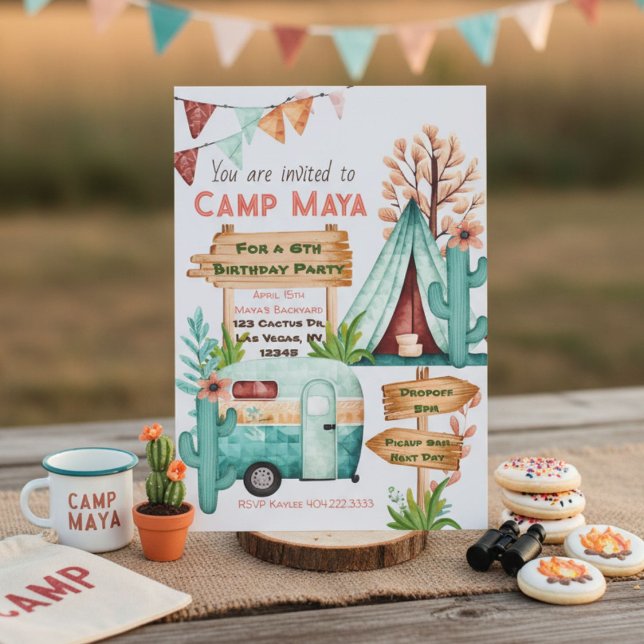 Boho Girls Camping schlummern Party Einladung (Von Creator hochgeladen)