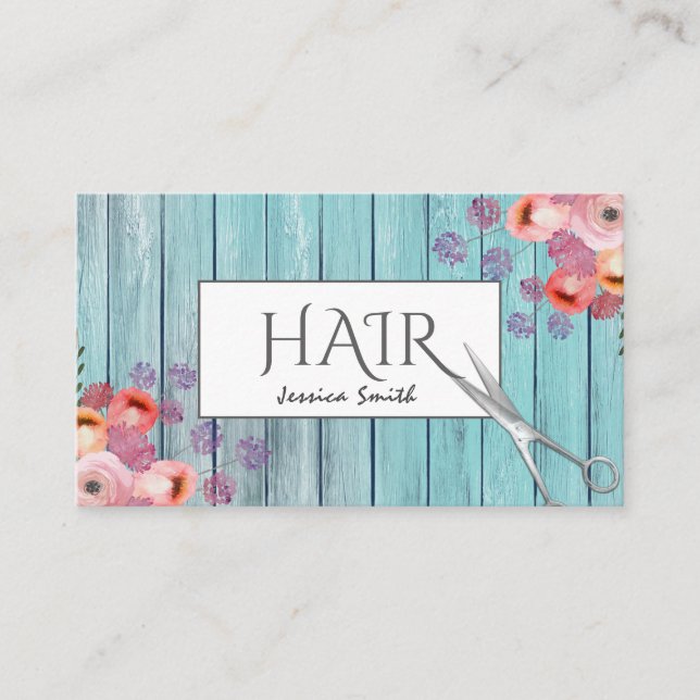 Boho Glam elegante Aquarellholz-Schere Visitenkarte (Vorderseite)