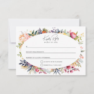 Boho-Glamour-Hochzeits-RSVP - Aquarell-Pfingstrose RSVP Karte