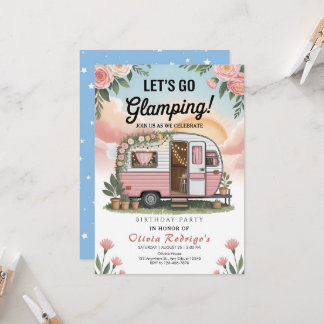 Boho Glamping Birthday Party Einladung