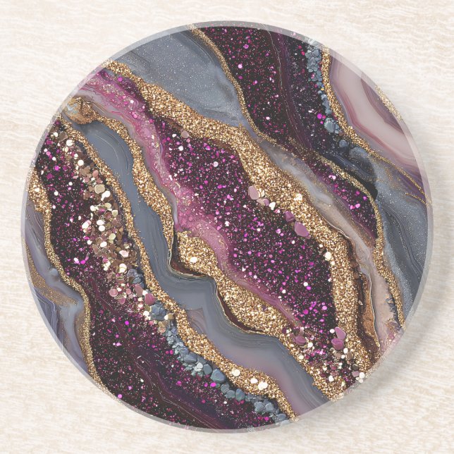 Boho Glitter Agat Untersetzer (Vorne)