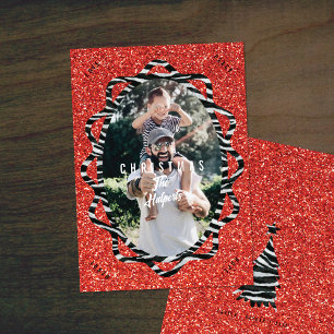 Boho Glitter & Zebra Druck Oval Foto Weihnachten