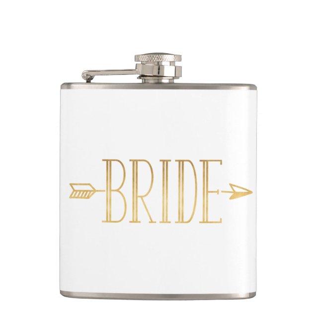 Boho Gold Arrow Bride Flask Flachmann (Vorderseite)