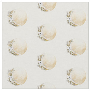Boho Gold Floral Moon Muster Stoff