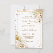 Boho Gold Glitter Pampasgras & Orchideen Hochzeit 