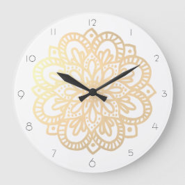 Boho Gold Mandala Wall Clock Große Wanduhr